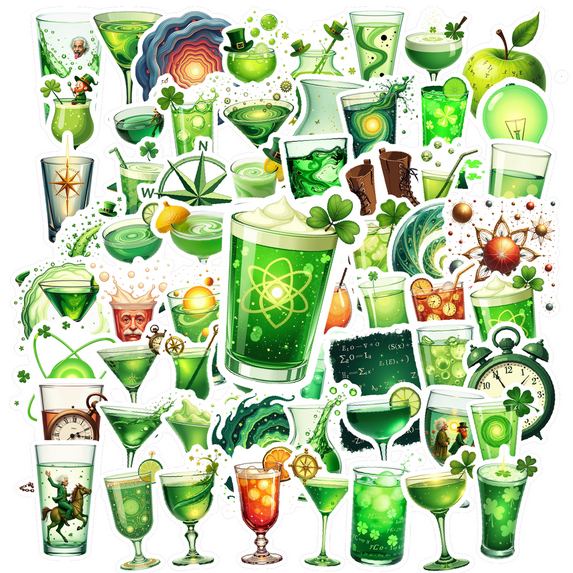 Yatrandify Vinyl Drink Stickers Waterproof Cocktail Stickers Colorful Holiday Stickers for Notebooks Luggage