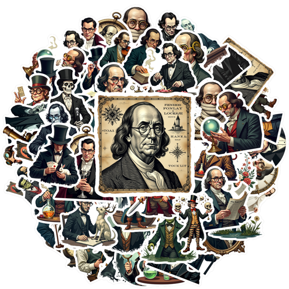 Yatrandify Vinyl Stickers Historical Waterproof Stickers Vintage Style Steampunk Stickers for Laptops Notebooks Instruments