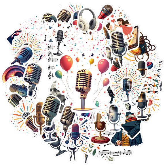 Yatrandify Waterproof Vinyl Microphone Decorative Stickers for Laptops Notebooks Instruments