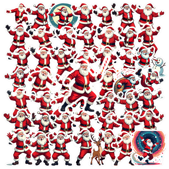 Yatrandify Waterproof Vinyl Sticker Christmas Santa Waterproof DIY Stickers Holiday for Notebooks Luggage Mobile