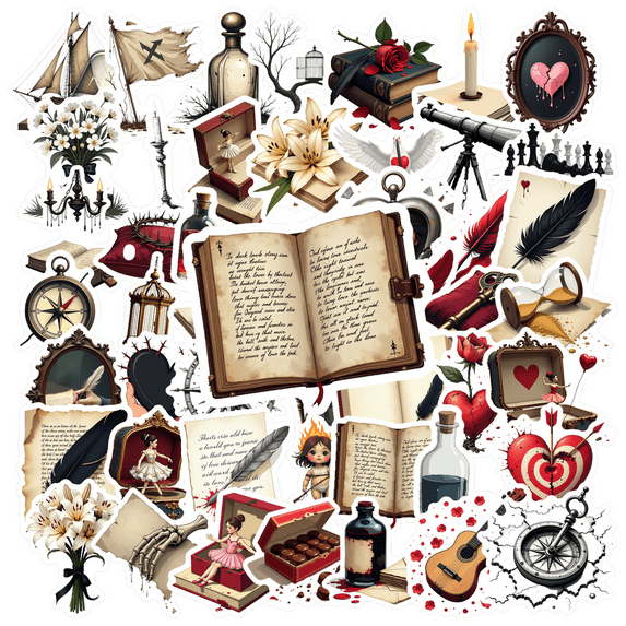 Yatrandify Waterproof Vinyl Stickers Vintage Romantic Stickers Aesthetic Sticker Pack for Notebooks Luggage Instruments