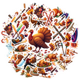 thumbnail image 1 of Yatrandify Waterproof Vinyl Thanksgiving Stickers Funny Turkey Stickers for Notebooks Luggage Instruments, 1 of 9