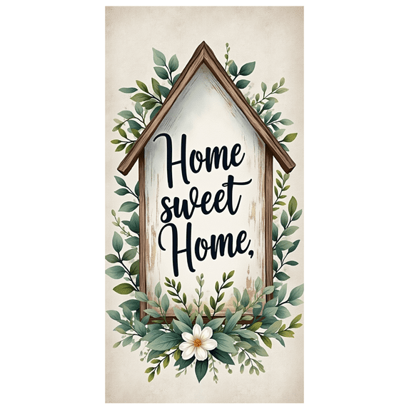 Yatrandify Wooden Frame Home Sweet Rustic Floral Banner for Home Entryway Porch Decoration