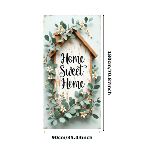 Yatrandify Wooden Frame Home Sweet Rustic Floral Banner for Home Entryway Porch Decoration
