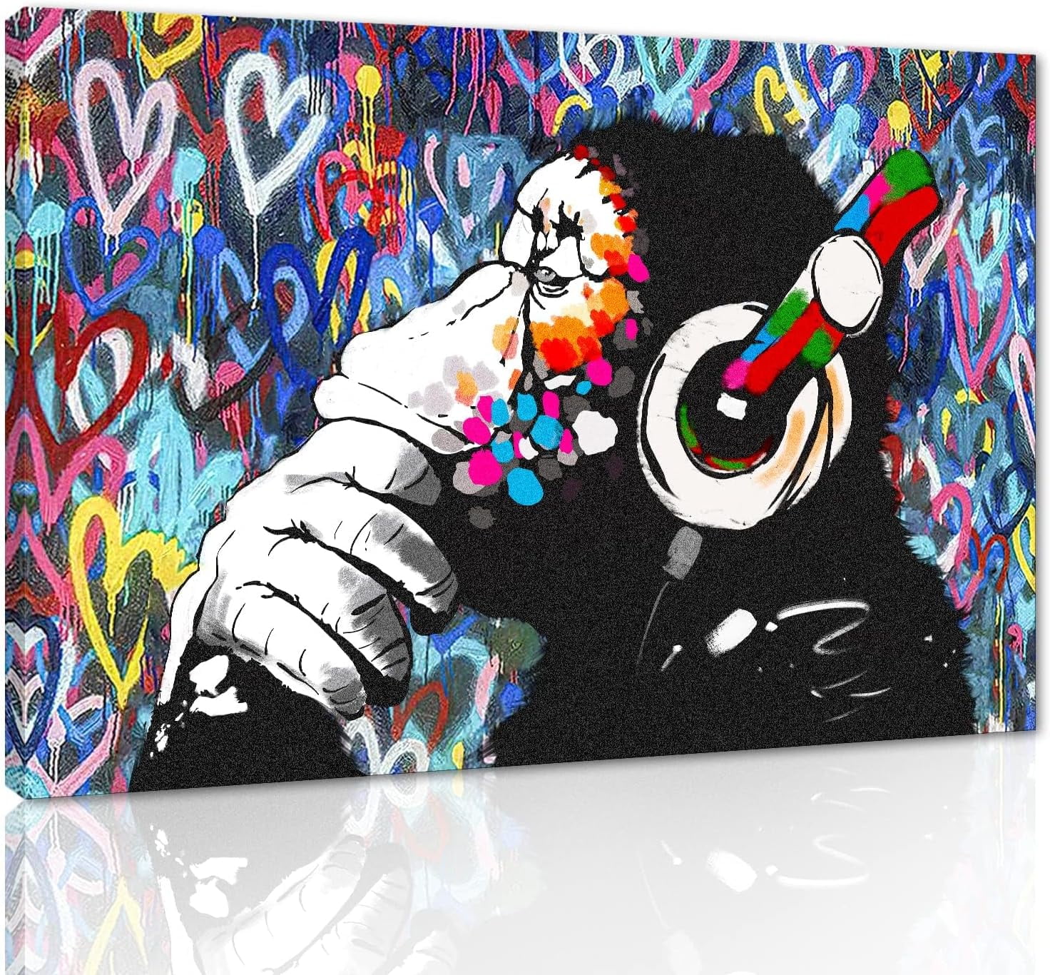 Poster Banksy « Behind The Curtain » Tendu Sur Toile – Déco Murale Moderne Pour Salon – 101,6 X 76,2 Cm, Prêt à Accrocher