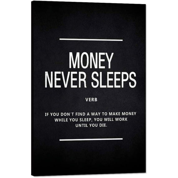 Yatsen Bridge Money Never Sleeps Motivational Wall Art Inspiring Painting Prints on Canvas Inspirational Entrepreneur Quotes Posters Inspiration Decorations Artwork for Office Home 12x18