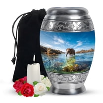 Yatskia Baby Elephant Urns for Human Ashes Adult Man, Decorative Urns for Human Ash, Cremation Burial Urn for Ashes for Women, (Monar Large, 10 Inch)