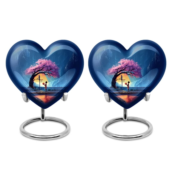 Yatskia Basketball at Spring Mini Funeral Keepsake Urns for Human Ashes Adult Brother and Sister, Small Memorial Urn for Ashes Adult Dad, (Heart Pack of 2, 3 Inch)