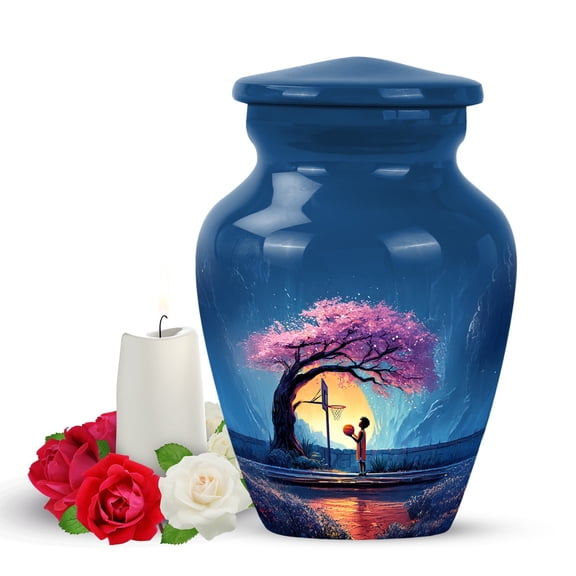 Yatskia Basketball at Spring Small Memorial Keepsake Urns for Human Ashes Adult Male and Female, Mini Cremation Urn for Adult Ash, (Classic Pack of 1, 3 Inch)