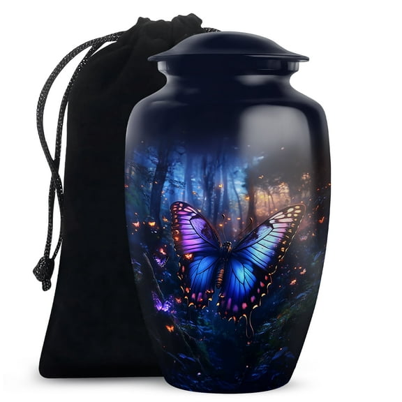 Yatskia Blue Butterfly Urn For Ashes Adult Male, Urns For Human Ashes Adult Female, (Classic Large, 10 Inch)