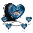thumbnail image 1 of Yatskia Blue Dolphin Urns for Human Ashes Adult Man, Large Burial Urn for Ashes for Women, Small Memorial Urns for Adult Ash, (Heart 8 Inch and 3 Inch), 1 of 8
