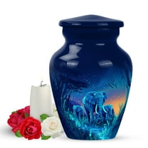 Yatskia Blue Elephant Little Urns for Human Ashes Adult Female, Cremation Burial Urn for Ashes Adult Male, Mini Memorial Urns for Human Ash, (Classic Pack of 1, 3 Inch)