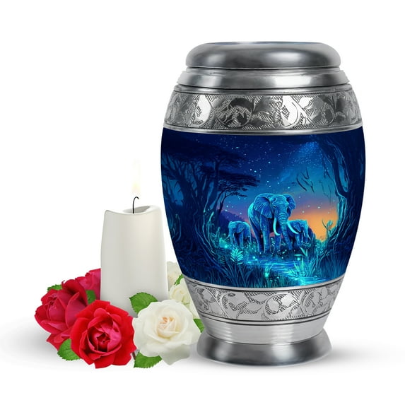 Yatskia Blue Elephant Small Urns for Human Ashes Keepsake, Cremation Burial Urn for Ashes Adult Male, Decorative Urns for Human Ash, (Monar Pack of 1, 3 Inch)