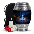 thumbnail image 1 of Yatskia Blue Music Decorative Large Memorial Urns for Human Ashes Adult Brother and Sister, Funeral Burial Urn for Ashes Adult Male, (Monar Large, 10 Inch), 1 of 7