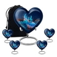 thumbnail image 1 of Yatskia Blue Music Decorative Small Funeral Urns for Human Ashes Adult Men and Women, Large Memorial Urn for Ashes Adult, (Heart 8 Inch and 3 Inch), 1 of 8
