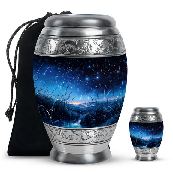Yatskia Blue Shooting Star Small Urns For Human Ashes Keepsake, Urn For Ashes For Women & Men, (Monar 10 Inch and 3 Inch)