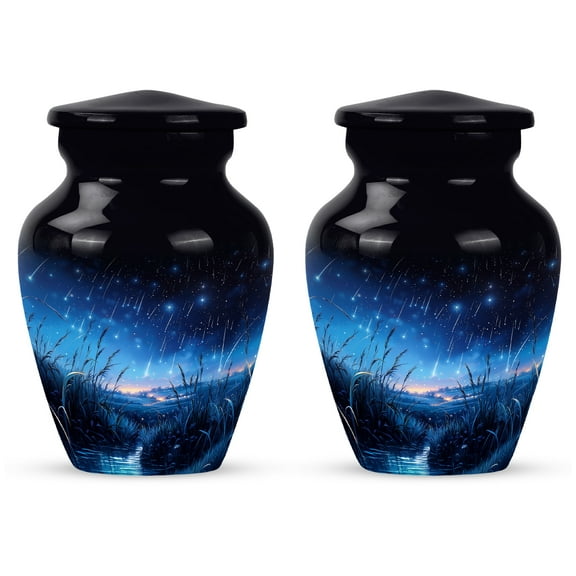 Yatskia Blue Shooting Star Small Urns for Human Ashes Keepsake for Adult Men and Women, Mini Keepsake Urn for Human Ashes, (Classic Pack of 2, 3 Inch)