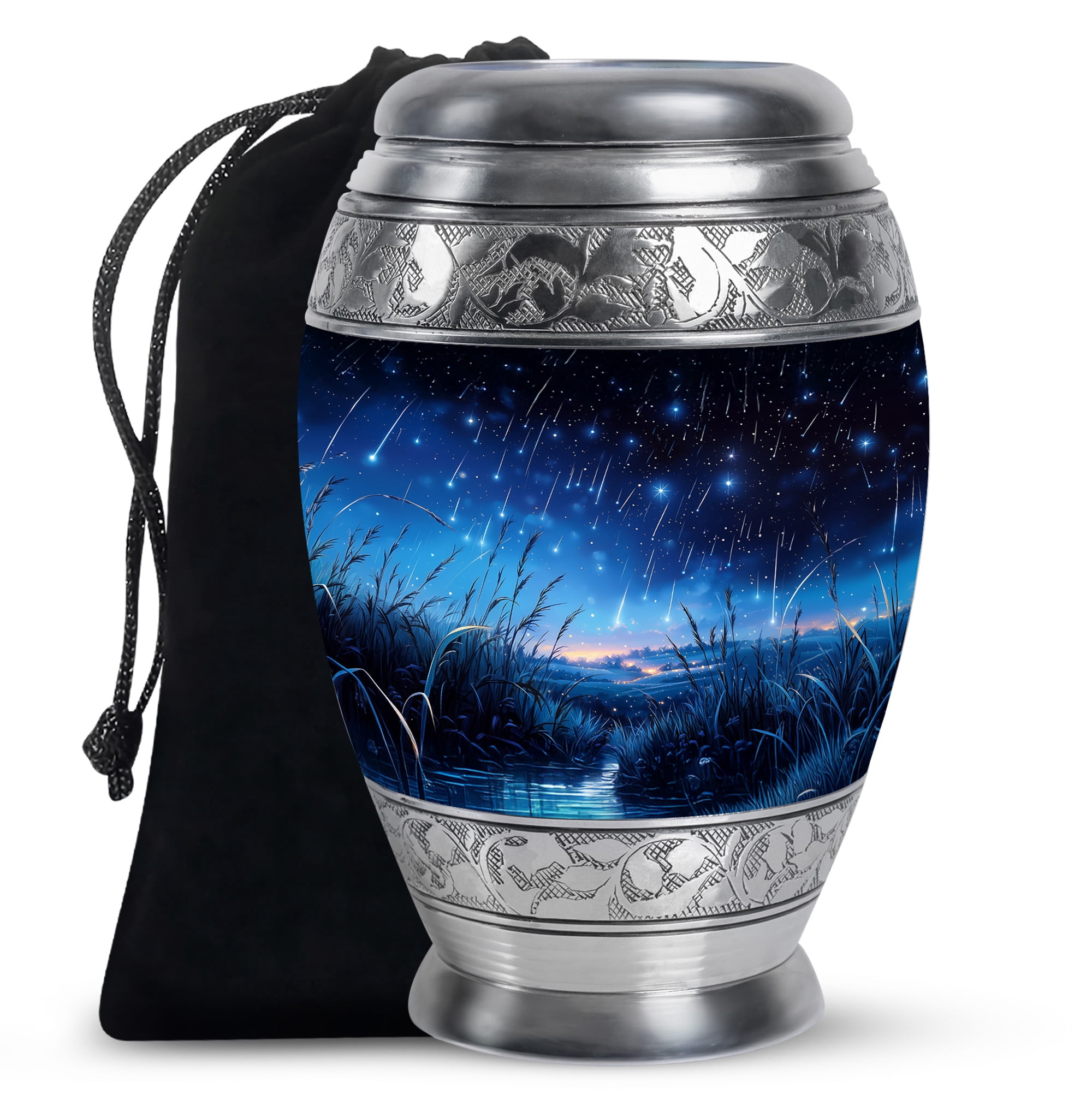 Yatskia Blue Shooting Star Urn For Ashes Adult Male & Female, Large Urns For Human Ashes For Dad, (Monar Large, 10 Inch)