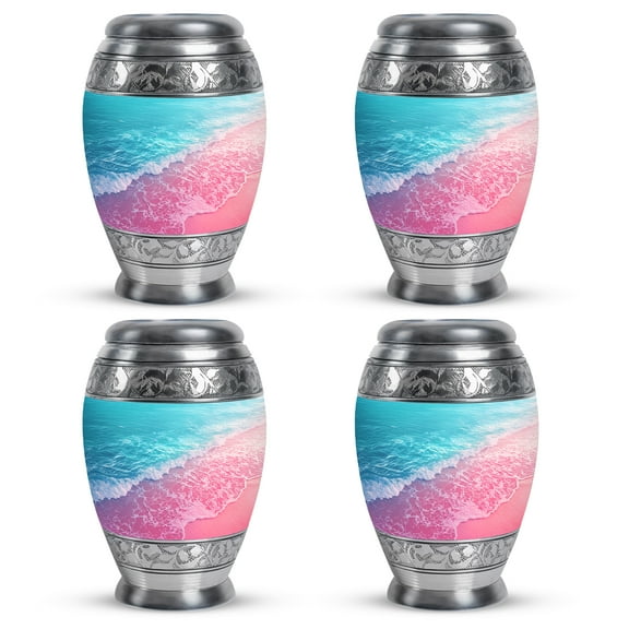 Yatskia Blue and Pink Beach Small Keepsake Urns For Human Ashes, Urn For Ashes Adult Male & Female, (Monar Pack of 4, 3 Inch)