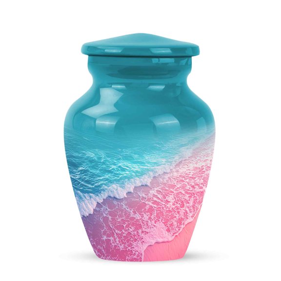 Yatskia Blue and Pink Beach Small Urns for Adult Ashes Men and Women, Mini Keepsake Urn for Human Ashes, (Classic Pack of 1, 3 Inch)