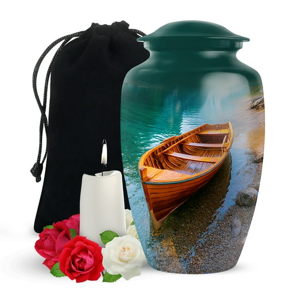 Yatskia Boat Large Memorial Urns for Human Ashes Adult Mother and Father, Decorative Cremation Urn for Ashes Adult Dad, (Classic Large, 10 Inch)