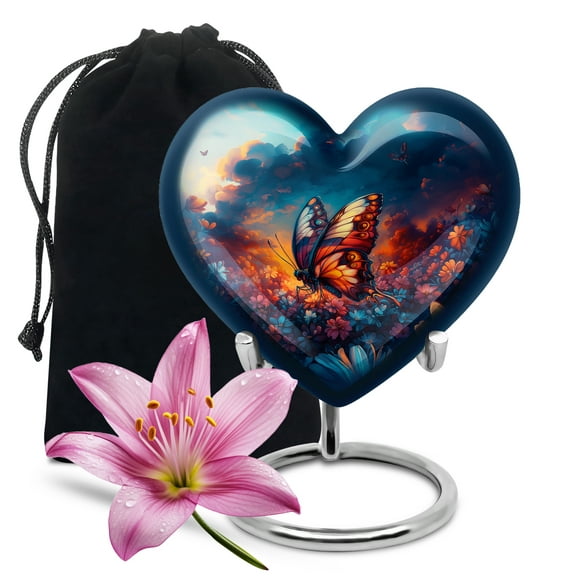 Yatskia Butterfly Funeral Urns for Human Ashes Adult Mom and Dad, Memorial Urn for Human Ashes Adult, (Heart Large, 8 Inch)