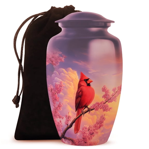 Yatskia Cardinal Bird Funeral Urns for Adult Ashes Mom and Dad, Memorial Purple Urn for Human Ashes Adult, (Classic Large, 10 Inch)