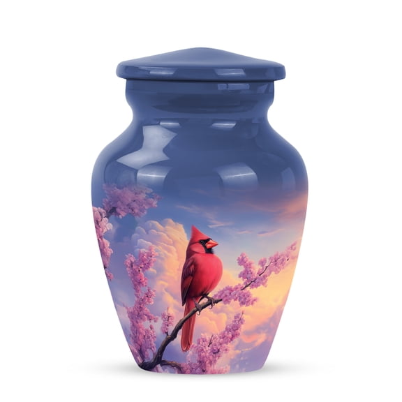 Yatskia Cardinal Bird Small Urns for Ashes Adult Men and Women, Purple Mini Urn for Human Ashes, (Classic Pack of 1, 3 Inch)