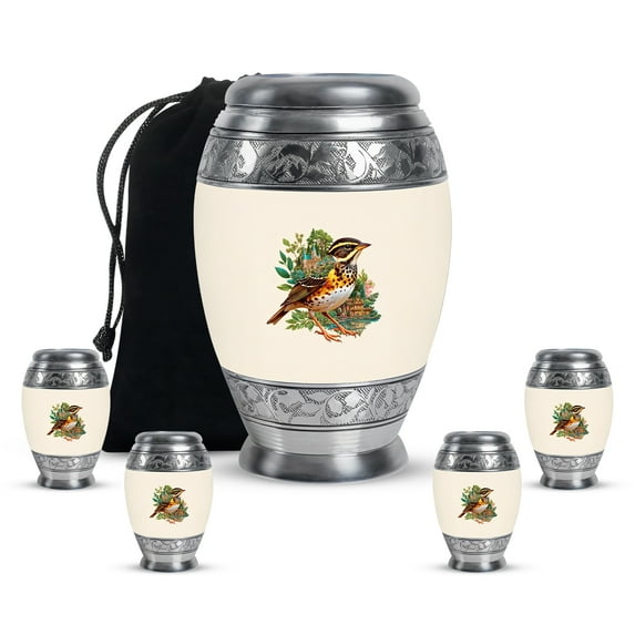 Yatskia Castle Sparrow Little Memorial Urns for Human Ashes Adult Man, Large Funeral Burial Urn for Ashes for Women, Cremation Urn for Human Ash, (Monar 10 Inch and 3 Inch)