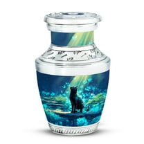 Yatskia Cat with Blue Butterflies Small Funeral Urns for Human Ashes Adult Male and Female, Mini Cremation Urn for Adult Ashes, (Tasty Pack of 1, 3 Inch)