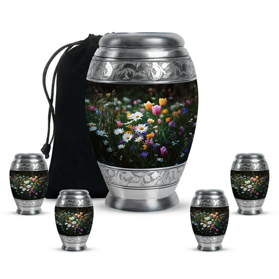 Yatskia Colorful Garden Tulip Urns for Human Ashes Adult Female, Mini Memorial Keepsake Urn for Ashes Adult Male, Funeral Burial Urns for Human Ash, (Monar 10 Inch and 3 Inch)