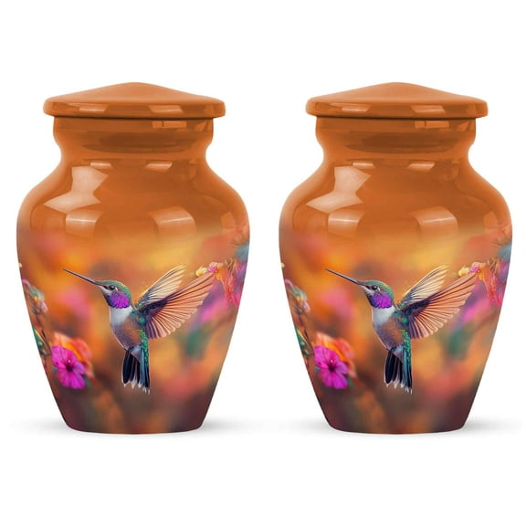 Yatskia Colorful Hummingbird Small Memorial Urns for Adult Ashes Men, Little Cremation Urn for Ashes for Women, (Classic 3 Inch, Pack of 2)