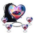 thumbnail image 1 of Yatskia Colorful Lightning Car Decorative Large Funeral Urns for Human Ashes Adult Men and Women, Small Cremation Urn for Adult Ashes, (Heart 8 Inch and 3 Inch), 1 of 8