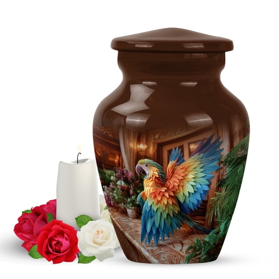 Yatskia Colorful Parrot Mini Funeral Keepsake Urn for Ashes Adult Male, Little Memorial Burial Urns for Human Ashes Adult Female, Decorative Cremation Urn for Adult Ash, (Classic Pack of 1, 3 Inch)