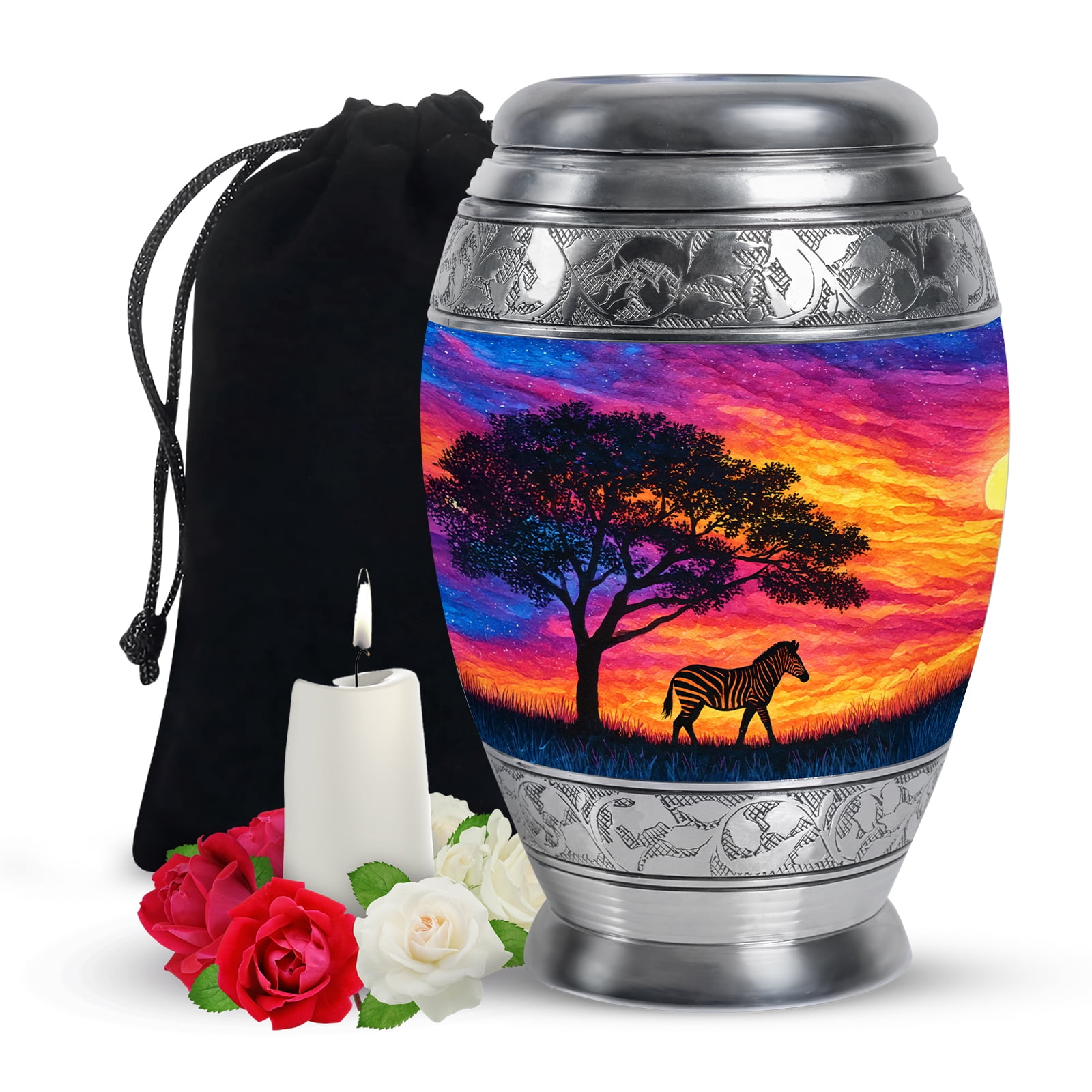 Yatskia Colorful Zebra Large Funeral Urns for Human Ashes Adult Mom and ...