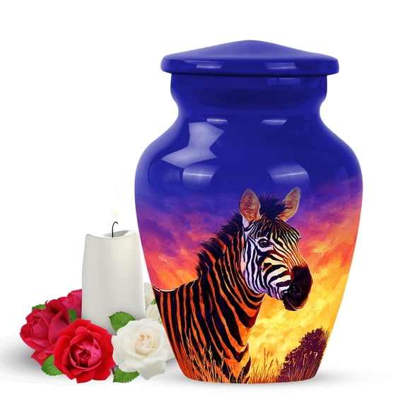 Yatskia Colorful Zebra Urn for Ashes Adult Brother and Sister, Mini Funeral Burial Urns for Human Ashes Adult Man, Little Memorial Keepsake Urn for Ashes for Women, (Classic Pack of 1, 3 Inch)