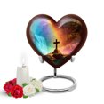 thumbnail image 1 of Yatskia Cross with Rainbow Mini Cremation Keepsake Urns for Human Ashes Adult Male and Female, Small Funeral Urn for Ashes Adult Dad, (Heart Pack of 1, 3 Inch), 1 of 8