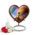 thumbnail image 1 of Yatskia Cross with Rainbow Waterfall Little Funeral Keepsake Urns for Human Ashes Adult Male and Female, Mini Memorial Burial Urn for Ashes Adult Dad, (Heart Pack of 1, 3 Inch), 1 of 8
