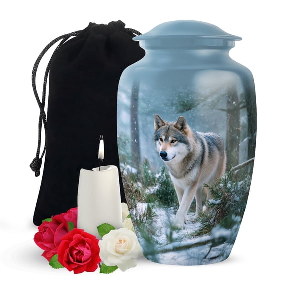 Yatskia Dog Decorative Blue Memorial Urn for Adult Ashes Male, Large Cremation Urns for Human Ashes for Women, (Classic Large, 10 Inch)
