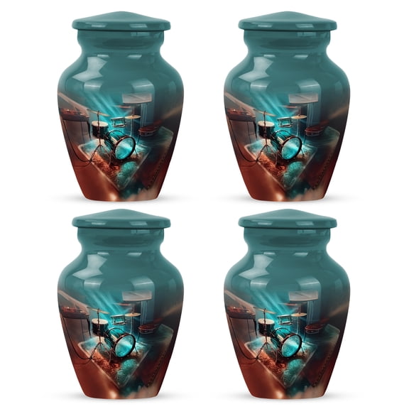 Yatskia Dreamstage Drums Mini Memorial Keepsake Urns for Human Ashes Adult Men and Women, Little Funeral Urn for Ashes Adult Male, (Classic Pack of 4, 3 Inch)