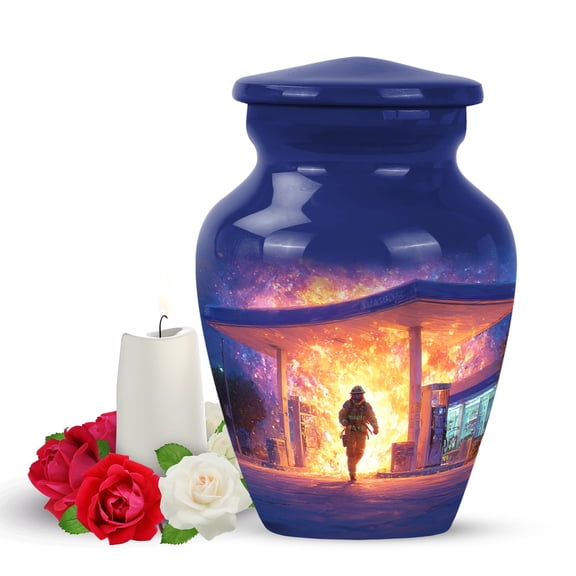 Yatskia Fire Fighter Small Purple Urns for Human Ashes Adult Brother and Sister, Decorative Mini Cremation Keepsake Urn for Ashes Adult, (Classic Pack of 1, 3 Inch)