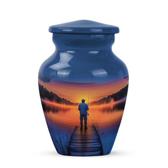 Yatskia Fisherman Sunset Small Urns for Human Ashes Keepsake Adult Mom and Dad, Mini Memorial Urn for Ashes Adult, (Classic 3 Inch, Pack of 1)