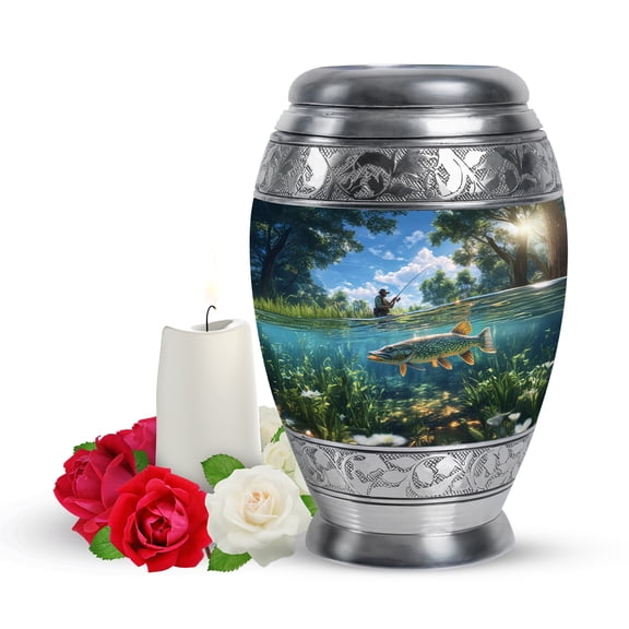 Yatskia Fishing Small Urns for Human Ashes Keepsake, Memorial Burial Urn for Ashes Adult Male, Mini Cremation Urns for Human Ash, (Monar Pack of 1, 3 Inch)