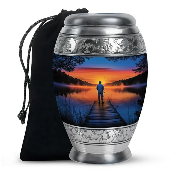 Yatskia Fishing Urn For Ashes For Women & Men, Urn For Ashes Adult Male & Female, (Monar Large, 10 Inch)
