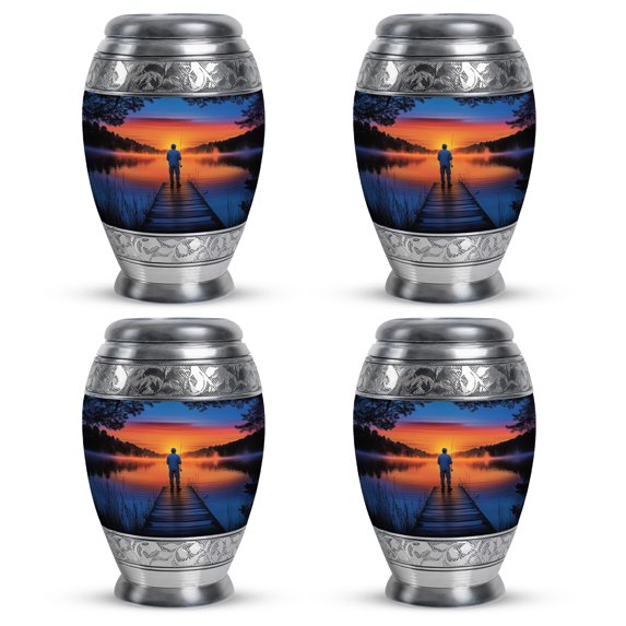 Yatskia Fishing Urns For Human Ashes Adult Man & Women, Mini Urns For Ashes Keepsake, (Monar 3 Inch, Pack of 4)
