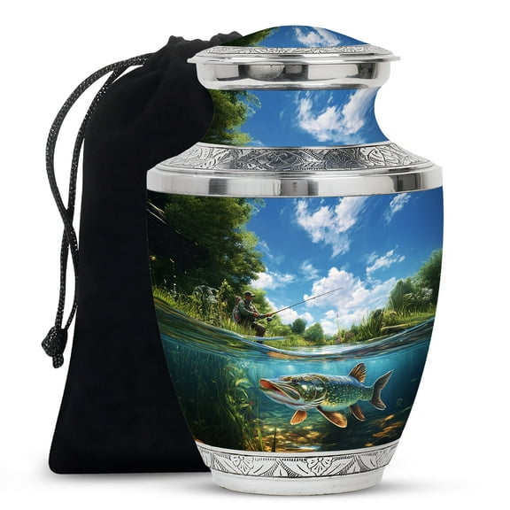 Yatskia Fishing Urns for Human Ashes Adult Female, Decorative Urns for Human Ash, Funeral Burial Urn for Ashes Adult Male, (Tasty Large, 10 Inch)