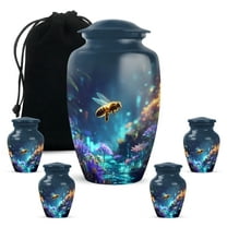 Yatskia Flying Bee at Blossoms Large Cremation Urn for Ashes Adult Male and Female, Mini Memorial Keepsake Urns for Human Ashes Adult Dad, (Classic 10 Inch and 3 Inch)