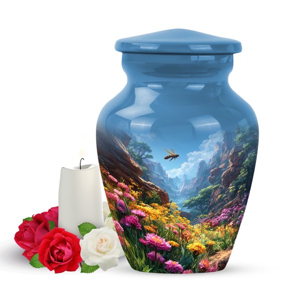 Yatskia Flying Bee at Blossoms Little Funeral Keepsake Urn for Ashes Adult Mother and Father, Mini Memorial Burial Urns for Human Ashes Adult, (Classic Pack of 1, 3 Inch)