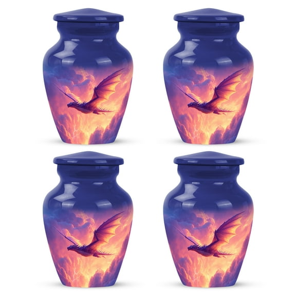 Yatskia Flying Dragon Mini Cremation Urn for Ashes Adult Male, Decorative Little Keepsake Urns for Human Ashes Adult, (Classic Pack of 4, 3 Inch)