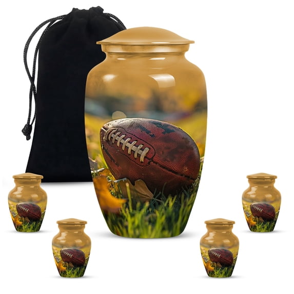 Yatskia Football Urn for Ashes Adult Male, Large Memorial Urns for Human Ashes Adult Female, Mini Keepsake Urns for Human Ash, (Combo 10 Inch and 3 Inch)
